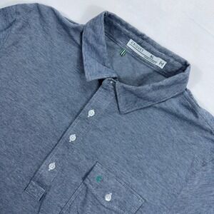 Criquet Polo Shirt Pima Cotton Striped Short Sleeve Pocket XL Blue White Mens